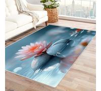 AMXBZC Poil Ras Tapis De Salon Design Moderne Lavable Tapis Beach Stone Flowers Doux Antidérapant Facile À Entretenir, Chambre Adulte Salle à Manger Bureau Le Balcon(Rose)-180x240cm
