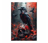 AMXBZC posters de film d'horreur vintage Corbeau squelette de la forêt Images esthétiques - Décoration murale pour la maison, la cave, le dortoir(Rouge 92)-30x40cm Sans cadre