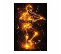 AMXBZC posters de film d'horreur vintage Murale amusante musique squelette art gothique, images d'horreur d'Halloween, décoration murale effrayante pour salle de bain(Jaune)-20x30cm Sans cadre