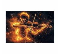 AMXBZC posters de film d'horreur vintage Musique abstraite amusante crâne art gothique, images d'horreur d'Halloween, décoration murale effrayante pour salle de bain(orange)-60x90cm Sans cadre