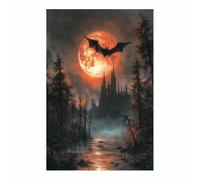 AMXBZC posters de film d'horreur vintage Scène d’animal étrange la nuit art gothique, images d'horreur d'Halloween, décoration murale effrayante pour salle de bain(Noir 44)-80x120cm Sans cadre