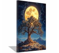 AMXBZC posters de film d'horreur vintage Œuvre d’art de l’arbre de vie art gothique, images d'horreur d'Halloween, décoration murale effrayante pour salle de bain(Jaune 69)-30x40cm Encadrée