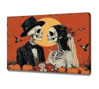 AMXBZC Rouge, noir posters de film d'horreur vintage, Squelette Mariée Et Marié Images esthétiques - Décoration murale pour la maison, la cave, le dortoir-40x60cm Encadrée