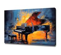 AMXBZC Tableau Decoration Murale Moderne Images de musique graffiti Chambre Salle De Bain Cuisine Bureau Prints,Plante Art Mural Image sur Toile(orange)-50x70cm Encadrée