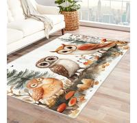 AMXBZC Tapis Salon, Chambre Doux Motif Mignon d’Animaux de la forêt Abstrait Design Moderne Lavable Rectangulaire, Motif Géométrique, XXL Grand De Couloir Bureau Moquette(Marron 2)-90x120cm