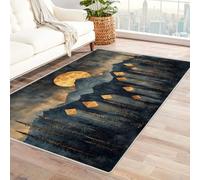 AMXBZC Tapis Salon Moderne Chambre Paysage d’Arbres de la forêt à Poils Courts, a Poil Ras, Conception abstraites - Grand Couloir Cuisine Moquette Salle de Sejour(Jaune)-150x240cm