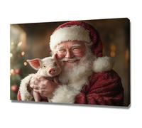 AMXBZC Toile murale vintage de Noël Drôles d’animaux du Père Noël Affiche Decoration Murale Image Tableau Paysage d'hiver Salon Chambre Couloir(rouge)-80x120cm Encadrée
