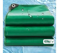 AMXFS Bâche avec œillets - 420 g/m² - Vert - 1,5 x 1,5 m - PVC - Contient du Fil de Nylon Haute résistance - Imperméable et indéchirable - pour Piscine, Meubles de Jardin, Trampoline