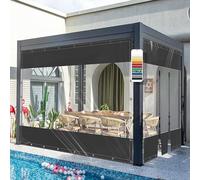 AMXFS Bâche transparente avec œillets - Bâche de terrasse transparente en PVC 580 g/m² - Noir - 2,6 x 6 m - Résistant aux intempéries - Imperméable - Sans fermeture éclair