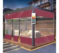 AMXFS Bâche transparente avec œillets - Bâche de terrasse transparente en PVC 580 g/㎡ - Rouge foie - H4 m x L 3,8 m - Rideau d'extérieur résistant aux intempéries - Housse de pluie imperméable avec