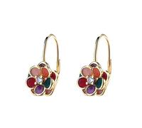 Amy & Annette Boucles d'oreilles dormeuses en or 14 carats et cristal véritable motif floral, Small, Laiton, Cristal