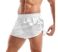 Amy Coulee Boxer Court en Satin pour Homme, Blanc., S