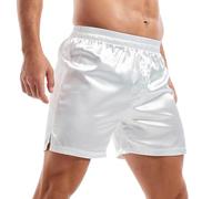 Amy Coulee Boxer de Nuit en Satin pour Homme, Blanc., XL