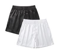 Amy Coulee Boxer de nuit en satin pour homme, Noir/blanc., M