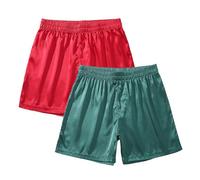 Amy Coulee Boxer de nuit en satin pour homme, rouge/vert, M