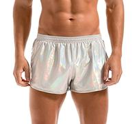 Amy Coulee Boxer sexy brillant avec poches pour homme, Argenté., M