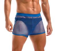 Amy Coulee Boxer sexy en résille pour homme, bleu, L