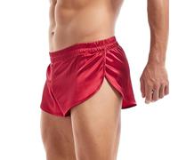 Amy Coulee Boxer sexy pour homme avec sangle jockstrap sur les côtés en satin de soie, slip léger, Rouge, S