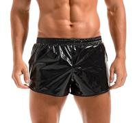 Amy Coulee Boxers sexy pour homme Shiny Metallic Shorts Brillants Short en glitter pour disco et fête, Noir , S