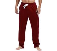 Amy Coulee Pantalon de jogging baggy en coton pour homme - Pantalon de survêtement ample avec poches, rouge, M
