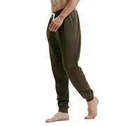AMY COULEE Pantalon de jogging décontracté en coton pour homme avec poches et cordon de serrage, vert militaire, Taille M