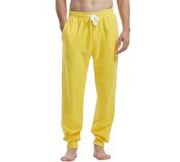 Amy Coulee Pantalon de Jogging en Coton pour Homme avec Poches, Pantalon de Loisirs de Fitness avec Cordon de Serrage, Jaune, M