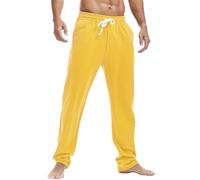 Amy Coulee Pantalon de Jogging en Coton pour Homme, Jaune, M