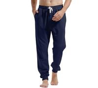 Amy Coulee Pantalon de Jogging pour Homme en Coton avec Poches, Pantalon de Loisirs de Fitness avec Cordon de Serrage, Bleu foncé, M