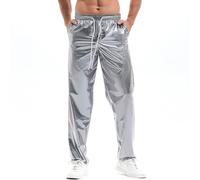 Amy Coulee Pantalon métallique Brillant pour Homme - Pantalon discothèque, argenté, M
