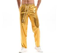 Amy Coulee Pantalon métallique Brillant pour Homme - Pantalon discothèque, Or, M