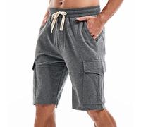 AMY COULEE Short cargo en coton pour homme avec poches, gris foncé, Taille M