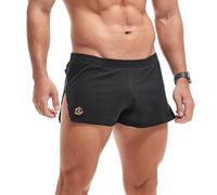 Amy Coulee Short de course à pied pour homme - Short d'entraînement en coton pour gym, bodybuilding, Noir , M