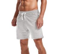 Amy Coulee Short de sport pour homme 14 cm avec cordon de serrage en coton et poches, gris, L