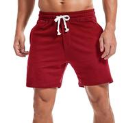 Amy Coulee Short de survêtement pour homme 14 cm avec cordon de serrage en coton décontracté avec poches, bordeaux, M