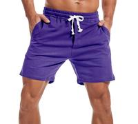 Amy Coulee Short de survêtement pour homme 14 cm avec cordon de serrage en coton décontracté avec poches, violet, M