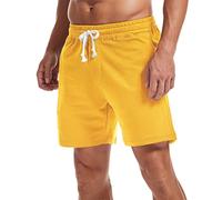 Amy Coulee Short de survêtement pour homme 14 cm avec cordon de serrage en coton décontracté avec poches, jaune, M