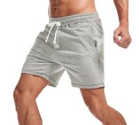 Amy Coulee Short de survêtement pour homme 14 cm avec cordon de serrage en coton décontracté avec poches, Gris 2., M