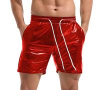 Amy Coulee Short en métal brillant pour homme - Pour discothèque, fête disco, rouge, M