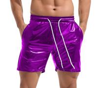 Amy Coulee Short en métal brillant pour homme - Pour discothèque, fête disco, Violet, M