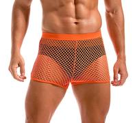 AMY COULEE Short en résille transparent pour homme, Orange, Medium