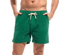 Amy Coulee Short en velours côtelé pour homme - 14,7 cm - Taille élastique - Cordon de serrage - Short court en velours côtelé - Short d'été avec poches, vert, M