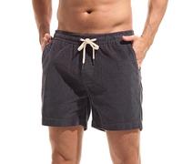 Amy Coulee Short en velours côtelé pour homme - 14,7 cm - Taille élastique - Cordon de serrage - Short court en velours côtelé - Short d'été avec poches, gris foncé, M
