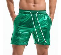 Amy Coulee Short métallique pour homme 12,7 cm Rave Hot Pants Short brillant brillant avec poches, Vert, M