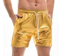 Amy Coulee Short métallique pour homme de 12,7 cm avec poches à cordon de serrage pour boîte de nuit, doré, M
