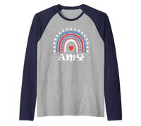 Amy Cute Patriotic Rainbow Design pour Fille Nom Amy Manche Raglan