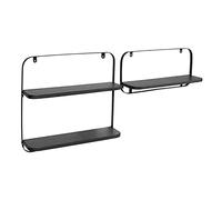 Amy Étagère murale suspendue avec étagères rabattables - Étagère en métal et MDF - Étagère flottante - Étagère de cuisine - Étagère murale en métal disponible en deux tailles (45 x 12 x 19,5 cm)