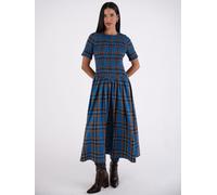 Amy Lynn Amy Lynn Blue Beatrix Heritage Check Shirred Cotton Midaxi Dress Blue 12