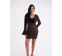 Amy Lynn Amy Lynn Brown Diana Sequin Bow Long sleeve Mini Dress Brown EU 36 (UK 8)