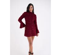 Amy Lynn Amy Lynn Red Delphine 3D Floral Textured Flute Sleeve Mini Dress Red 16