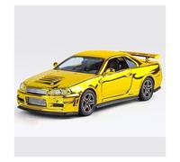 AMYALIN Véhicule Miniature 1:32 pour Skyline pour GTR R34 Modèle Réduit De Voiture en Métal Moulé sous Pression Modèles à l'échelle(Or)